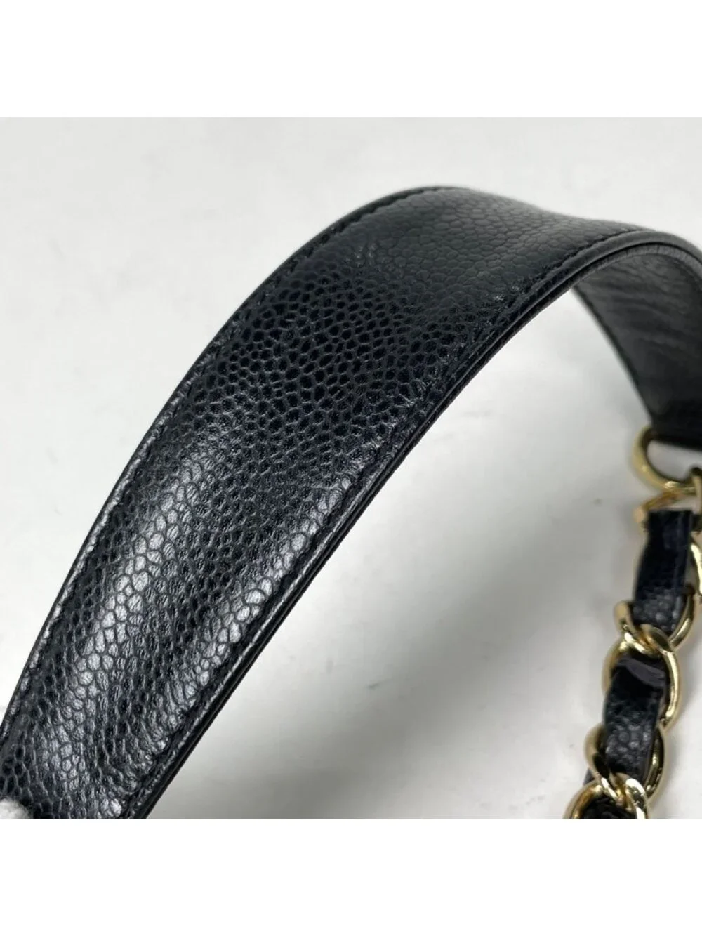 Chanel Shoulder Bag CC Logo Quilted Caviar Leather Black